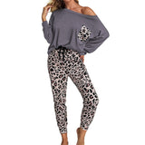 2 Pc Shirt + Pants Leopard Pajama Sets