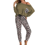 2 Pc Shirt + Pants Leopard Pajama Sets