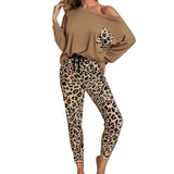 2 Pc Shirt + Pants Leopard Pajama Sets