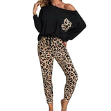 2 Pc Shirt + Pants Leopard Pajama Sets