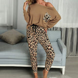 2 Pc Shirt + Pants Leopard Pajama Sets
