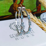 2.94Ct Oval Natural Sky Blue Topaz Hoop Earrings (925 Sterling Silver)