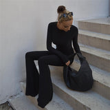 Sexy Black Stretchy Backless Jumpsuits