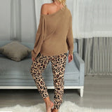 2 Pc Shirt + Pants Leopard Pajama Sets