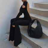 Sexy Black Stretchy Backless Jumpsuits