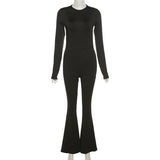 Sexy Black Stretchy Backless Jumpsuits