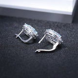 Sky Blue Topaz Pure 925 Sterling Silver Oval Clip Earrings