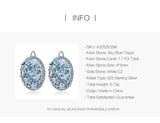 Sky Blue Topaz Pure 925 Sterling Silver Oval Clip Earrings