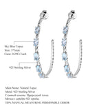 2.94Ct Oval Natural Sky Blue Topaz Hoop Earrings (925 Sterling Silver)