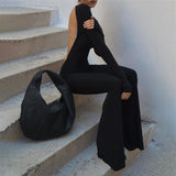 Sexy Black Stretchy Backless Jumpsuits