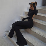 Sexy Black Stretchy Backless Jumpsuits