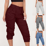 High Waist Calf-Length Cargo Pants