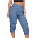 High Waist Calf-Length Cargo Pants