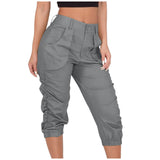 High Waist Calf-Length Cargo Pants