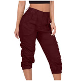 High Waist Calf-Length Cargo Pants