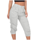 High Waist Calf-Length Cargo Pants