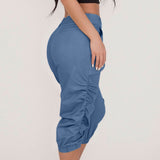 High Waist Calf-Length Cargo Pants