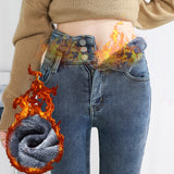 Thermal Fleece Stretch Skinny Denim Jeans