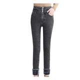 Thermal Fleece Stretch Skinny Denim Jeans