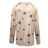 Zipper Star Print V-Neck Shirts
