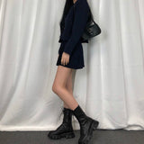 Mid Calf Lace-up Platform Boots