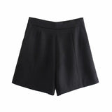 High Waist Black Button Shorts