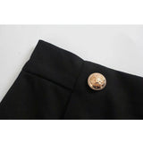 High Waist Black Button Shorts