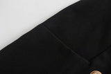 High Waist Black Button Shorts