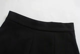 High Waist Black Button Shorts